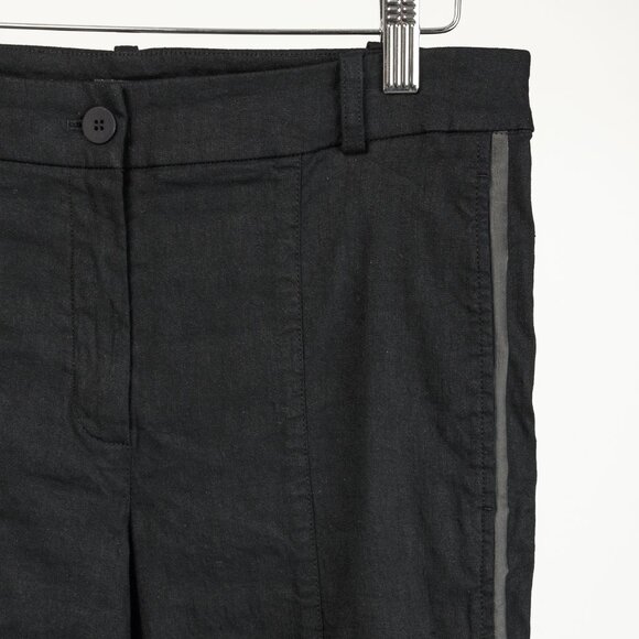 Annette Gortz SS/20 Stick Black Stretch-Linen Cropped Side-Stripe Pants - Picture 4 of 11